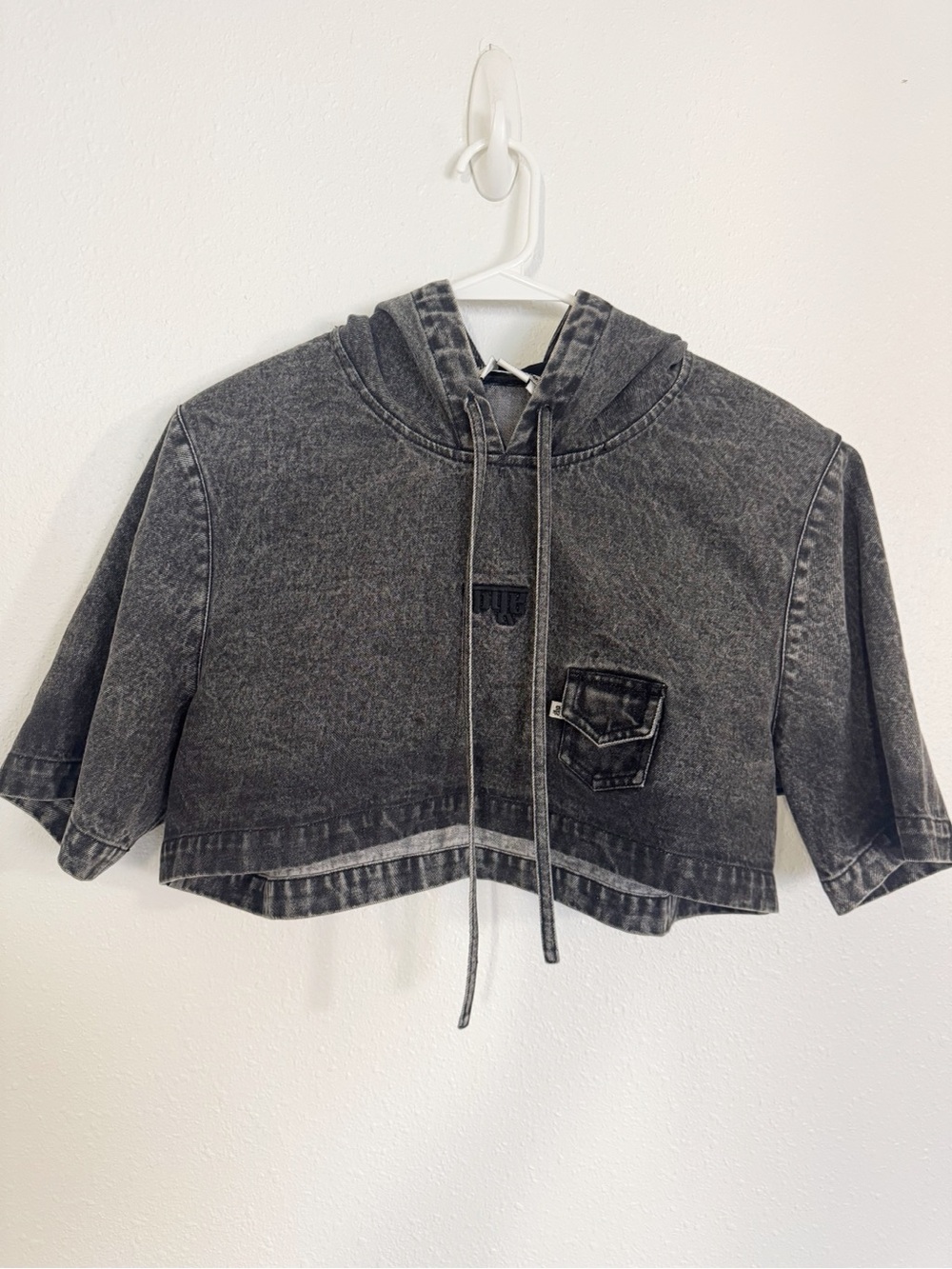 Dhruv Kapoor Cropped Washed Black Denim Hoodie Jacket